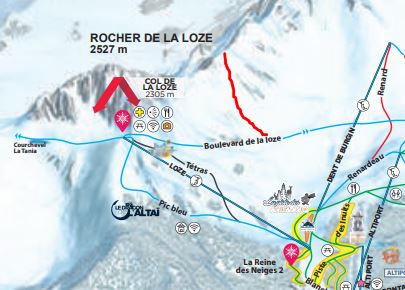 Rocher de la Loze West Face Piste Map