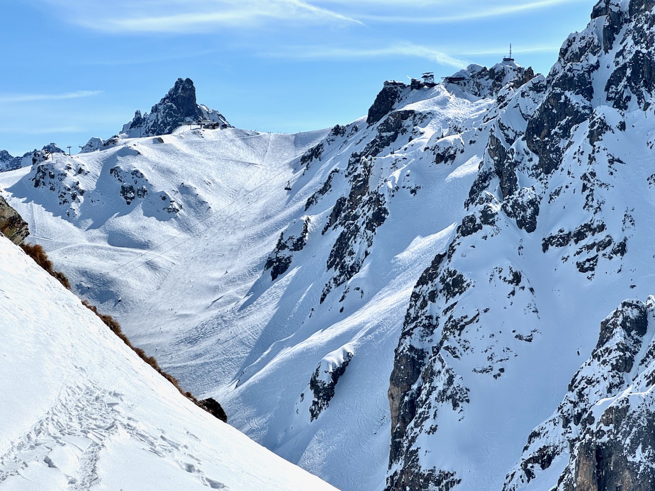 Nearly at the top —  looking back at 'Saulire' — an unusual perspective