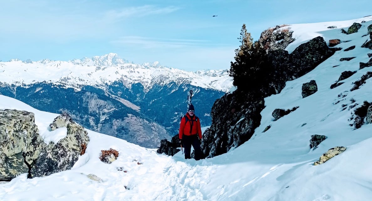 Halfway up the bootpack — an icy sublayer meant ice-axes came in handy on more than one occasion. 